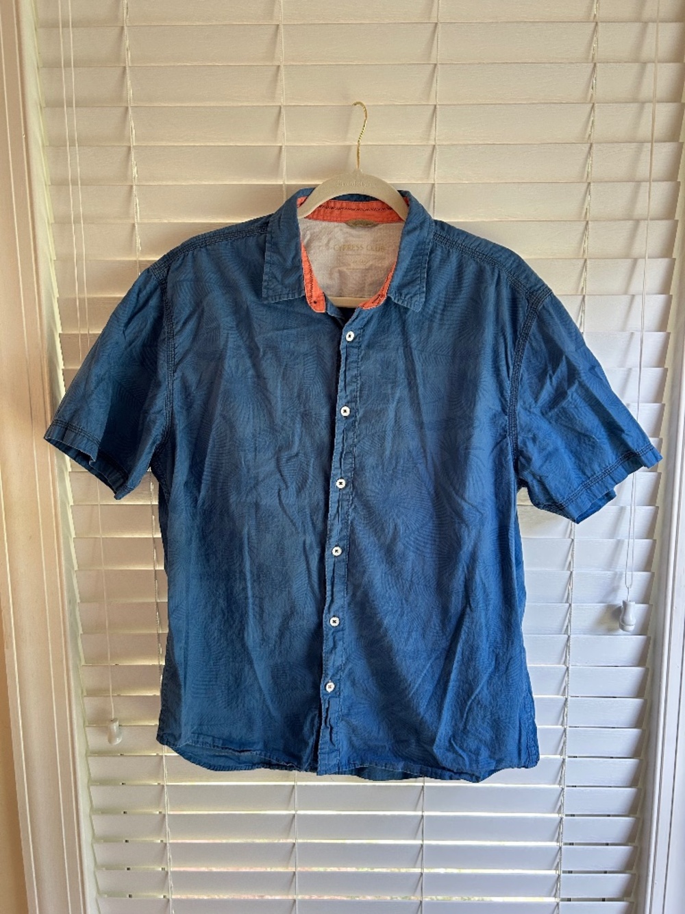 Cypress Club Men’s Button Down Shirt Siize M Blue Hawaiian Short Sleeve